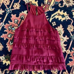 Tibi Burgundy Ruffled Top